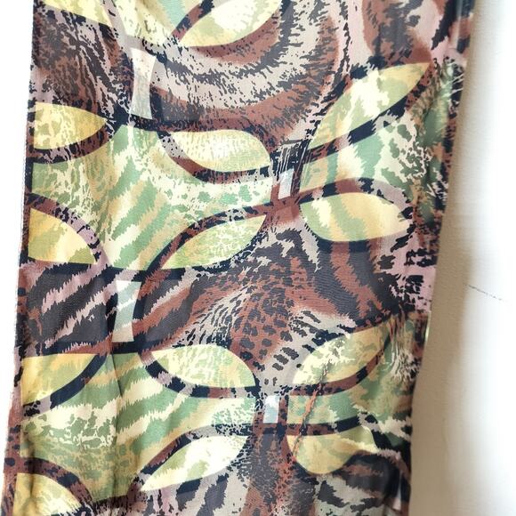 Bernie of New York Silk Scarf Geometric Animal Print 60" x 10" - Picture 5 of 9